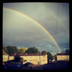 Rainbow over cloudy sky