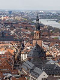 High angle view of buildings in city