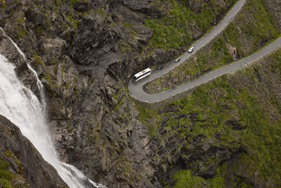 High angle view of vehicles on road