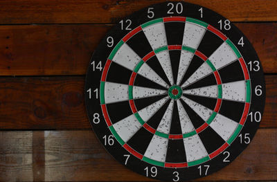 Close-up of dartboard on wall