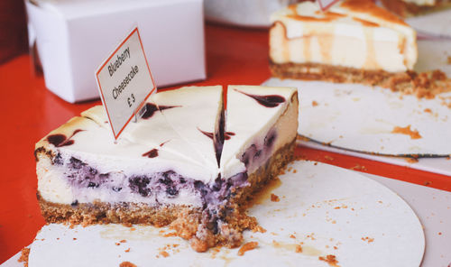 Blueberry cheesecake at store for sale