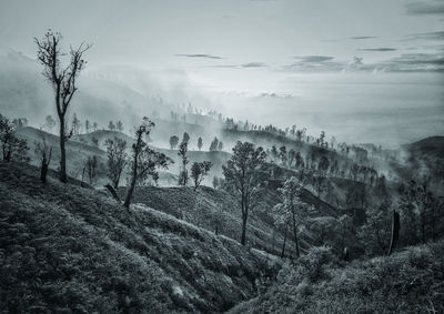 Scenic view of landscape against sky at kawah ijen, banyuwangi - bondowoso, east java, indonesia