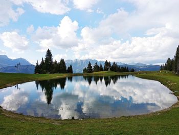 Panoramic view of lake against sky