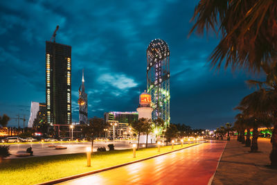 Illuminated city at night