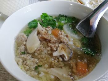 Close-up of soup in bowl