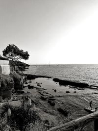 Scenic view of sea against clear sky