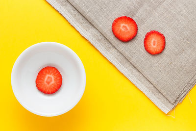 High angle view of fruits on table