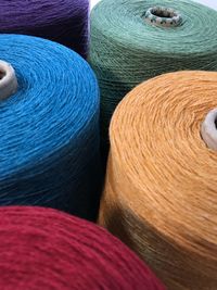 Full frame shot of colorful spools in store