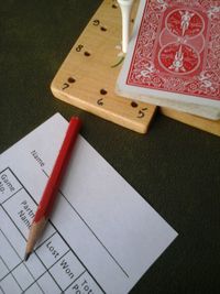 High angle view of pen