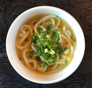 Directly above shot of soup in bowl