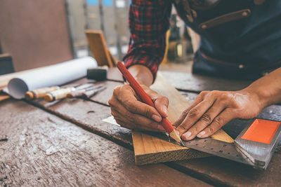 Man working on table