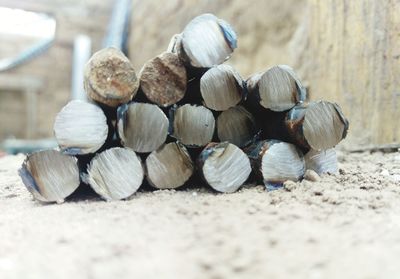 Close-up of stones on beach