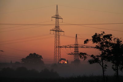 Low angle view of electricity pylon