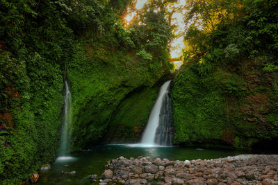 Beautiful morning view at the beautiful waterfall