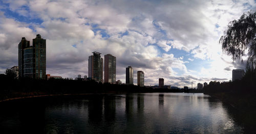 Reflection of buildings in river