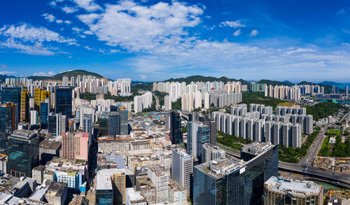 Aerial view of buildings in city