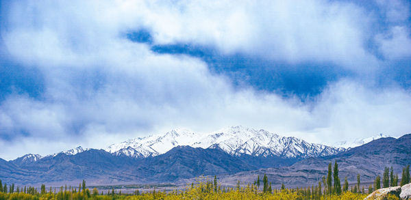 Scenic view of mountains against sky