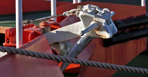 Close-up of rope tied to bollard