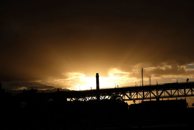 Silhouette built structure against sky during sunset