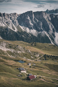 High angle view of snowcapped mountain