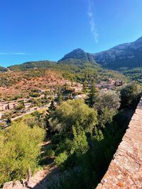 Scenic view of landscape against clear blue sky