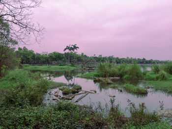 Scenic view of lake against sky