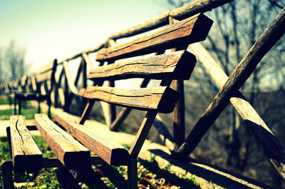 Empty bench in park