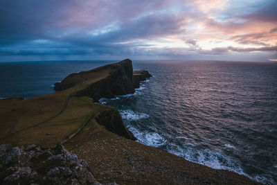 Scenic view of sea against sky during sunset