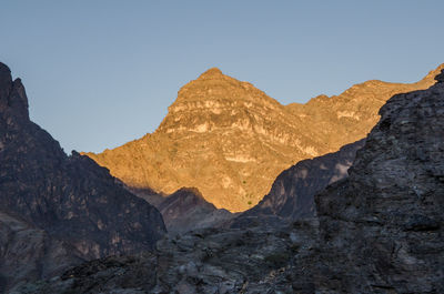 Scenic view of mountains against clear sky