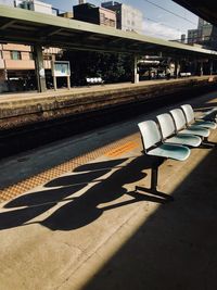 Empty railroad station platform