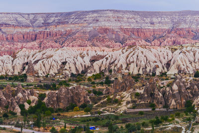 Volcanic cave city in goreme national park. cappadocia, turkey.