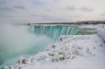 Scenic view of frozen sea against sky