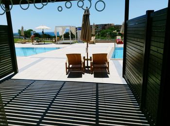 Swimming pool against clear sky