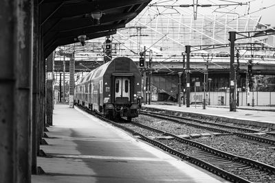 Train on railroad station