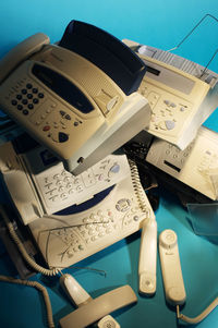 High angle view of computer keyboard on table