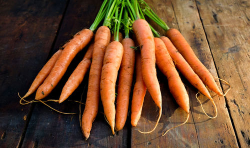 High angle view of vegetables on table