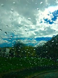 Close-up of water drops on glass