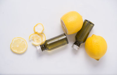 High angle view of orange on white background