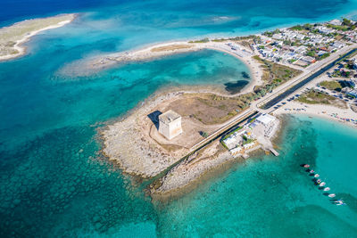 High angle view of beach