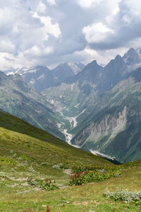 Scenic view of mountains against sky