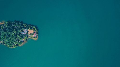 High angle view of blue sea