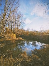 Scenic view of lake against sky