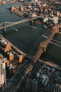 High angle view of river amidst buildings in city