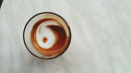 Directly above shot of coffee cup on table