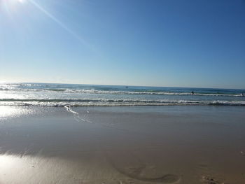 Scenic view of sea against clear sky