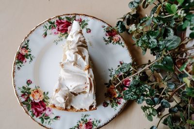 High angle view of cake on table