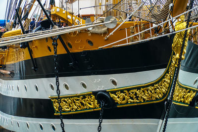 Close-up of ferris wheel in boat