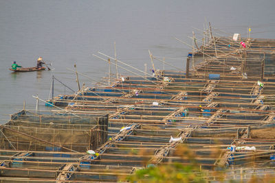 High angle view of fishing industry