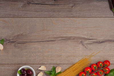 High angle view of fruits on table