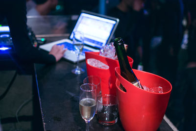 Champagnes on bar counter